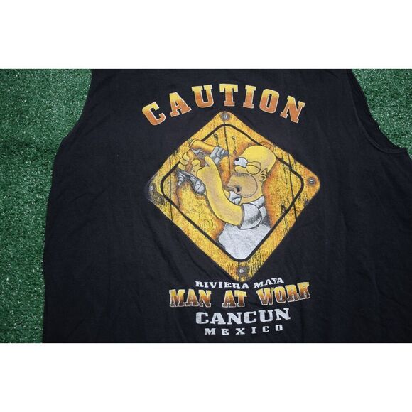 Homer Simpson Riviera Maya "Man at Work" Cancun Sleeveless Graphic Tee - Picture 2 of 6